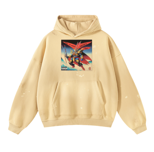 WIZARD FLOW DISTRESSED HOODIE (ash apricot)