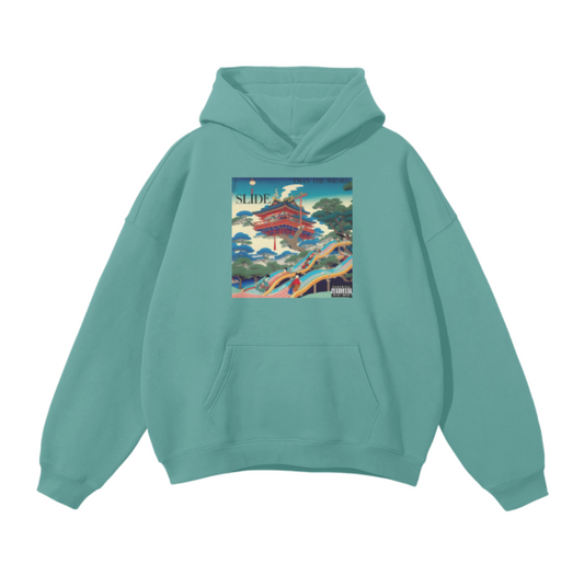 "SLIDE" OVERSIZED HOODIE (cyan)